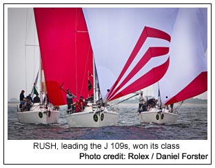 RUSH leading the J 109s won its class, Photo credit: Rolex / Daniel Forster